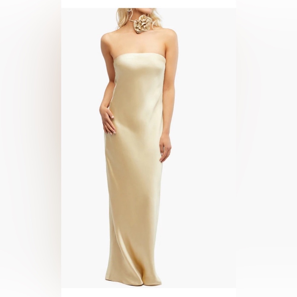 WeWoreWhat Strapless Silky Maxi Dress - color:wheat - NWT - Size 6